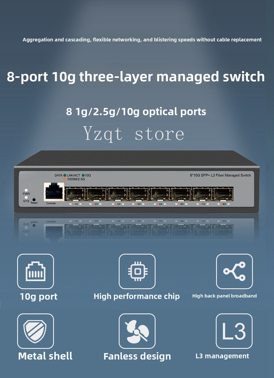 Sfp+ 10G Managed Switch 8 Port - 8포트 10기가비트 이더넷 스위치, 서버, NAS,